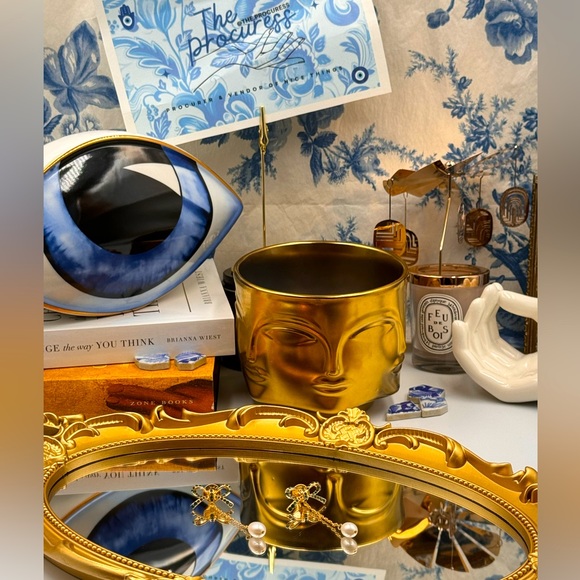 🆕 OSCAR DE LA RENTA 🧿 NWOT Swarovski Blue Crystal Bow Pearl Drop Earrings - Picture 2 of 15